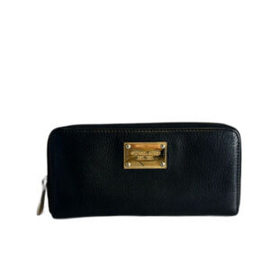 Michael Kors Black Continental Zip Leather Wallet